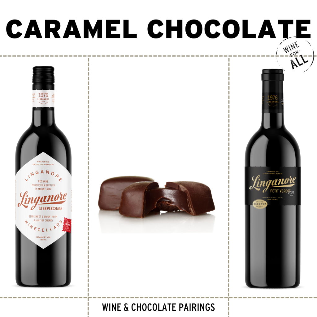 caramel chocolate and wine